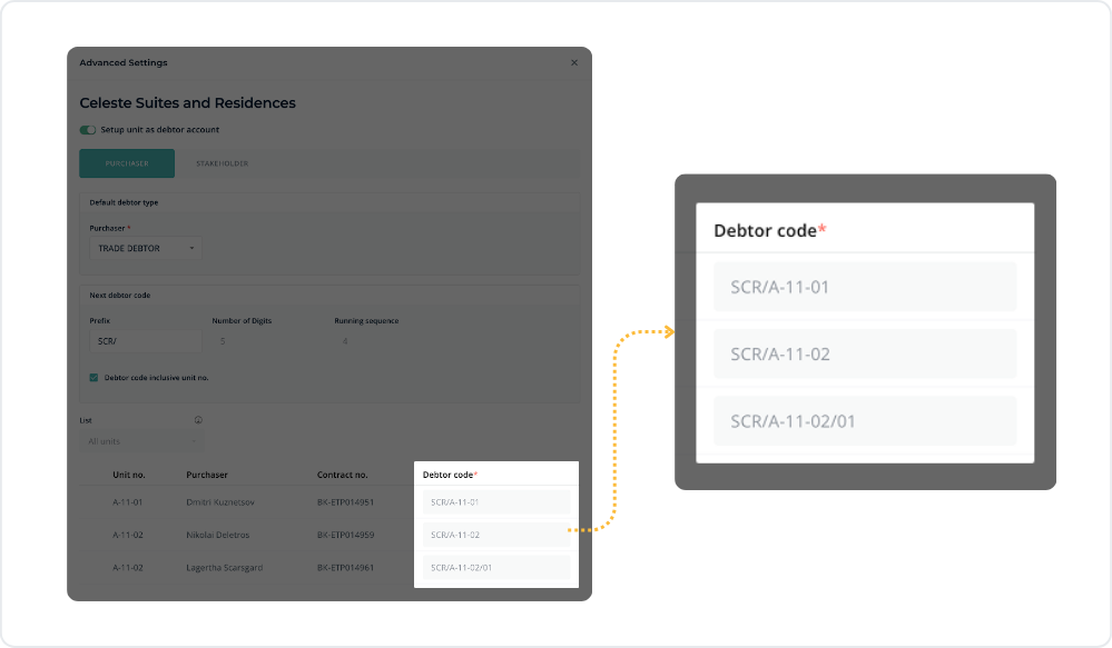 Debtor Code field shown disabled