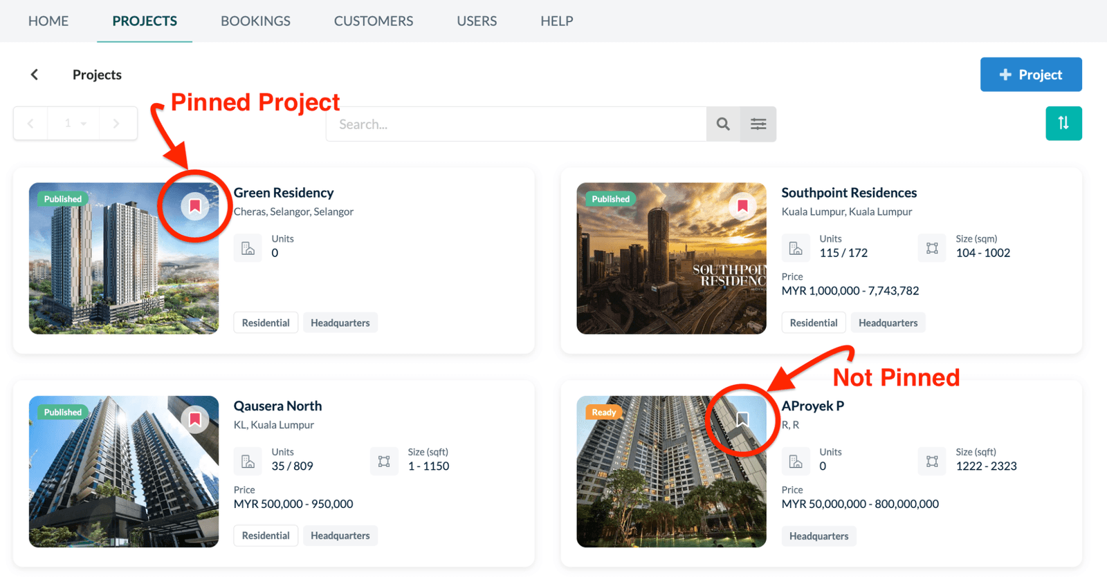 Booking List with the current transaction row highlighted